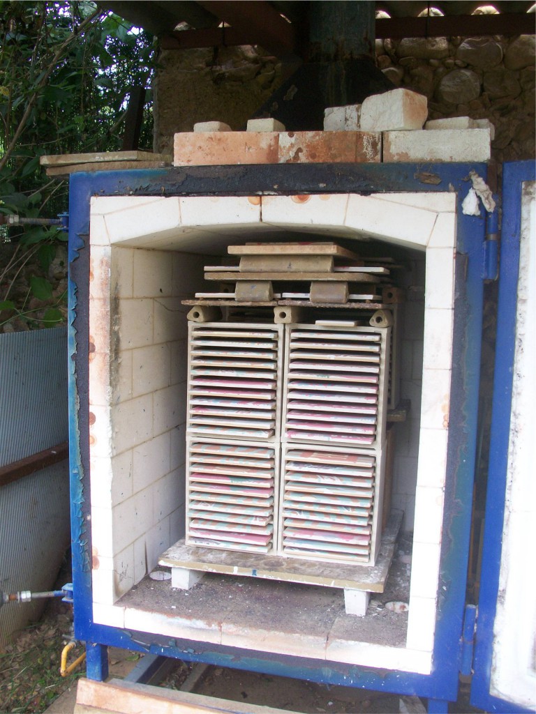 Fig. 9. The tiles are ready for the first biscuit firing.